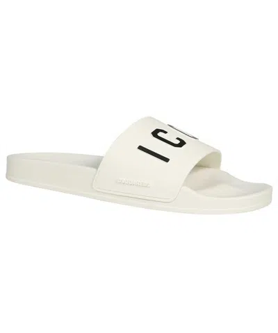 Dsquared2 Logo-print Open-toe Slides In White