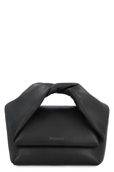Jw Anderson Large Twister - Leather Top Handle Bag In Black