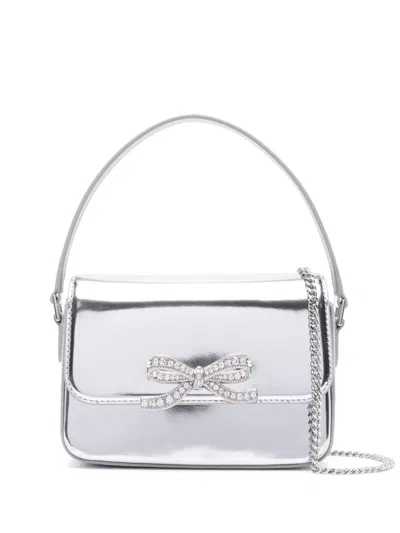 Self-portrait Women's Baguette Micro Leather Shoulder Bag In Silver