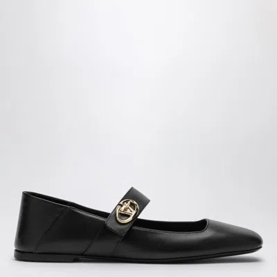 Valentino Vlogo Mary Jane Leather Ballerina Flat In Black