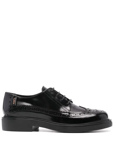 Tod's Lace-ups Leather Oxford Black In Black