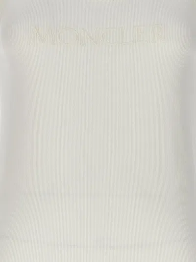 Shop Moncler Logo Embroidery Tank Top In White