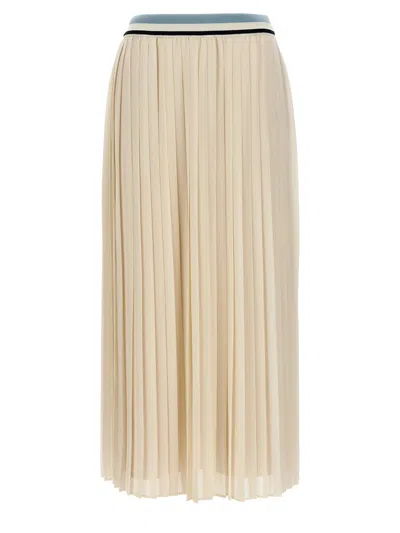 Moncler Georgette Pleated Midi Skirt In White