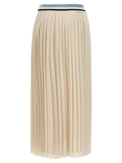 Moncler Georgette Pleated Midi Skirt In White
