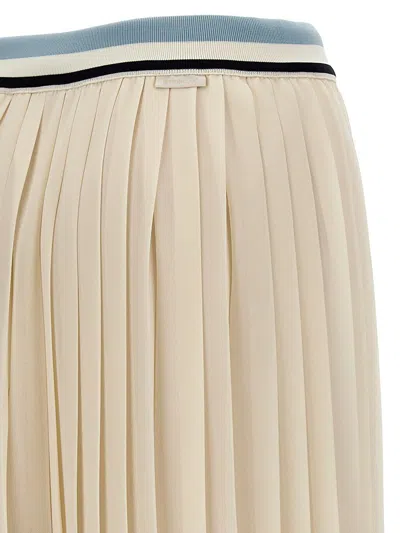Moncler Georgette Pleated Midi Skirt In White