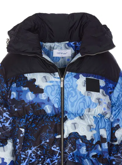 Off-white Rip Down Puffer Jacket In Blue