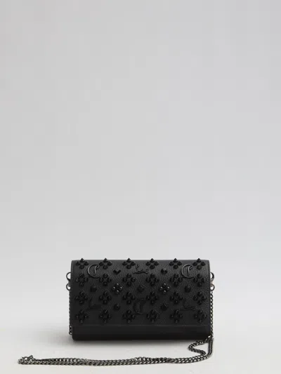 Christian Louboutin Paloma Wallet On Chain In Leather With Loubinthesky Spikes In Black