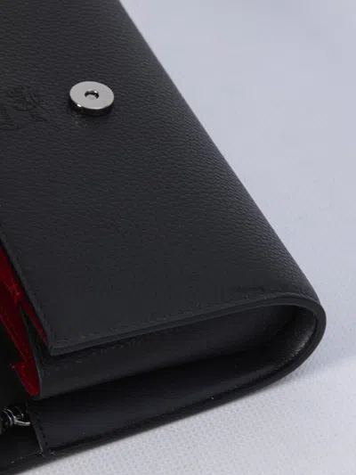 Christian Louboutin Paloma Wallet On Chain In Leather With Loubinthesky Spikes In Black