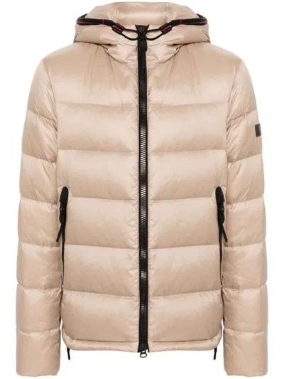 Peuterey Logo-patch Padded Jacket In Beige