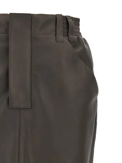 Saint Laurent Gonna A Matita A Vita Alta In Pelle In Gray