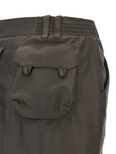 Saint Laurent Gonna A Matita A Vita Alta In Pelle In Gray