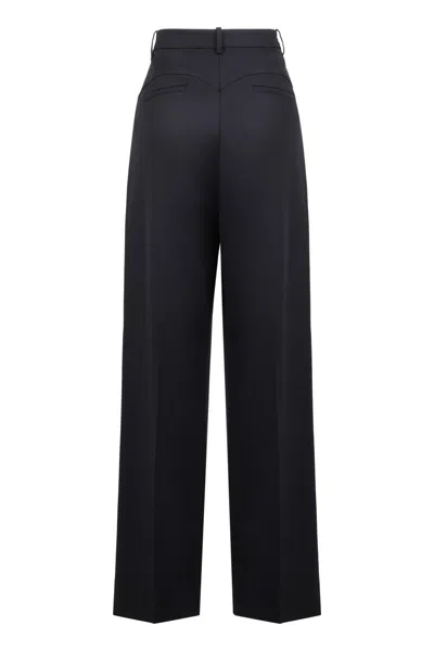 Victoria Beckham Wide Leg Trouser In Blue