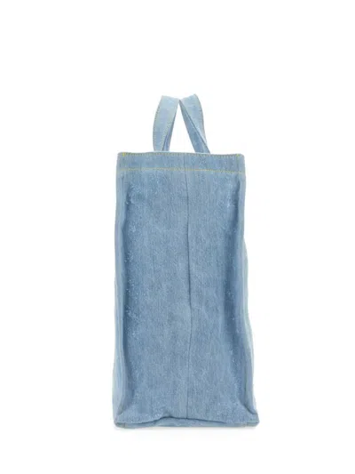 Shop Acne Studios Denim Tote Bag With Logo In Blue