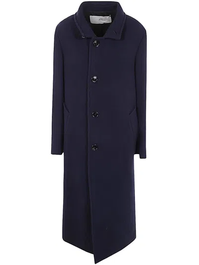 Shop Ami Alexandre Mattiussi Ami Paris Long Coat High Collar Clothing In Blue