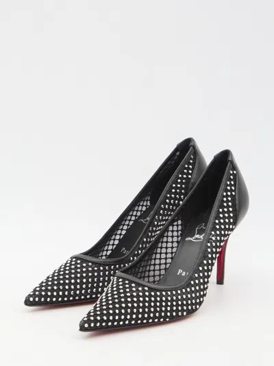 Shop Christian Louboutin Apostropha Mesh Strass Pumps In Black