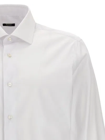Barba Napoli Tailored Cotton Shirt Buttoned Cuffs In White
