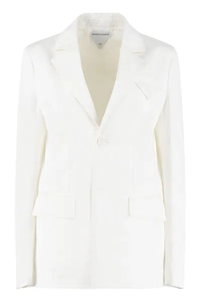 Shop Bottega Veneta Single-breasted Cotton Blazer In White