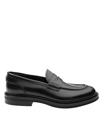 Shop Dolce & Gabbana Brushed Leather Loafers In Black