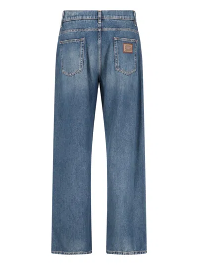 Dolce & Gabbana Logo Wide Jeans In Blue