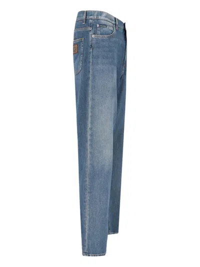 Dolce & Gabbana Logo Wide Jeans In Blue
