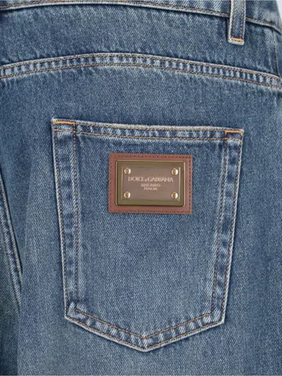 Dolce & Gabbana Logo Wide Jeans In Blue