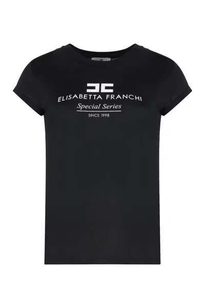 Shop Elisabetta Franchi Logo Modal T-shirt In Black