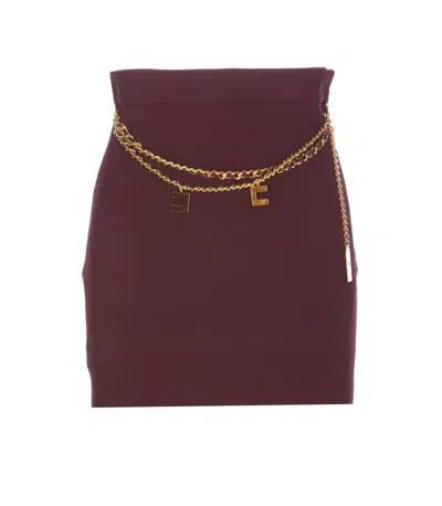 Elisabetta Franchi Chain Detail High-waisted Mini Skirts In Red