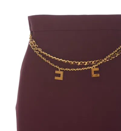 Elisabetta Franchi Chain Detail High-waisted Mini Skirts In Red