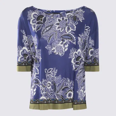 Shop Etro Blue Multicolour Viscose Top