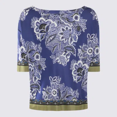 Shop Etro Blue Multicolour Viscose Top