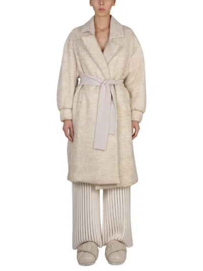 Shop Fabiana Filippi Belted Coat In Beige