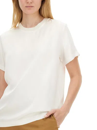 Shop Fabiana Filippi Satin T-shirt In White