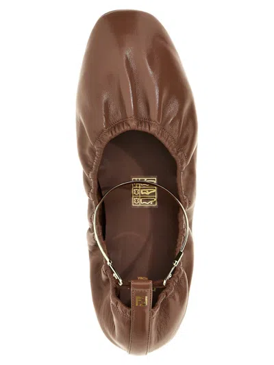 Shop Fendi ' Filo' Ballet Flats In Brown