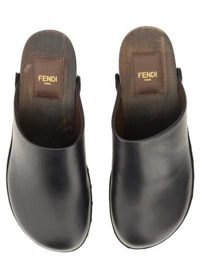 Shop Fendi Clog Baguette Show In Black