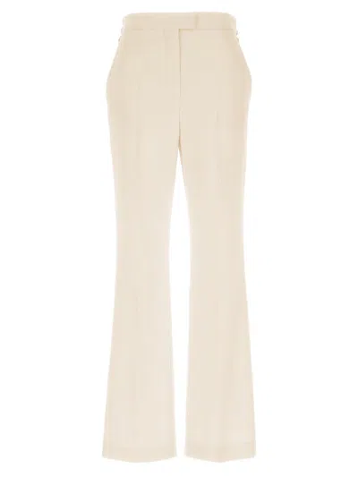 Shop Fendi Pleated Panel Grain De Poudre Trousers In White