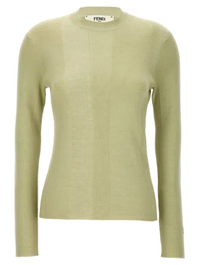 Shop Fendi Ribbed Sweater In Green