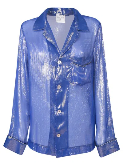 Forte Forte Celeste Lurex Chiffon Shirt In Blue