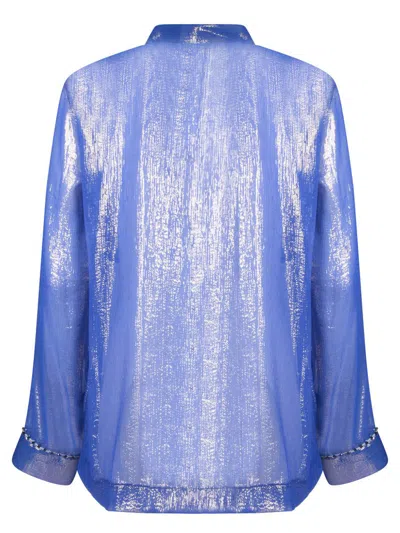 Forte Forte Celeste Lurex Chiffon Shirt In Blue