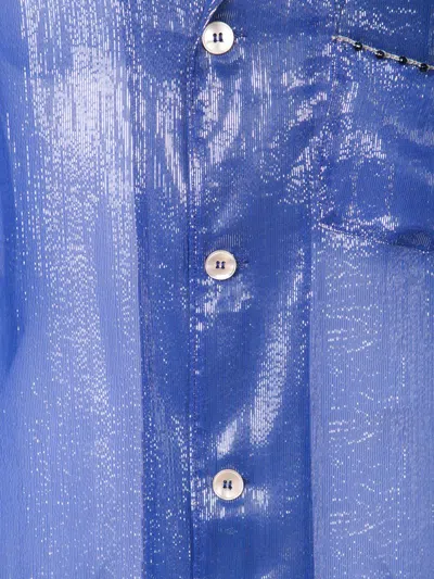 Forte Forte Celeste Lurex Chiffon Shirt In Blue