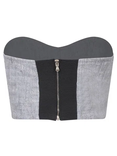 Forte Forte Herringbone Pattern Knitted Lurex Off-the-shoulder Top In Blue
