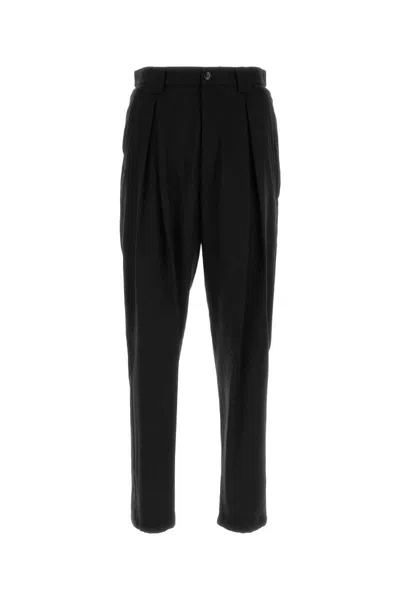 Giorgio Armani Classic Virgin Wool Pants In Black