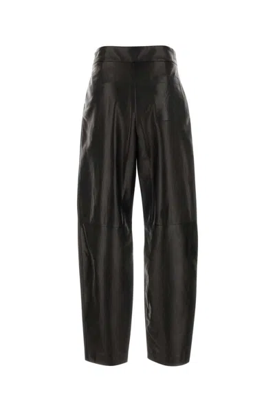 Giorgio Armani Black Leather Pant In Black