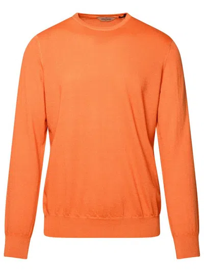 Gran Sasso Italian Cotton Chic Orange Sweater In Orange