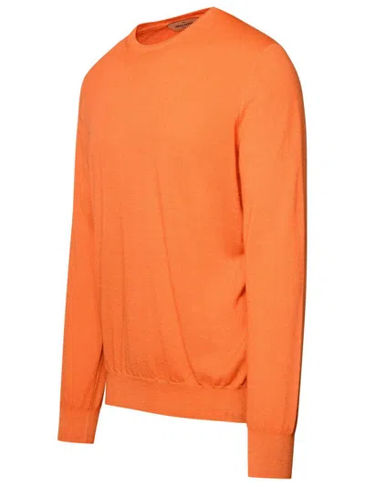 Gran Sasso Italian Cotton Chic Orange Sweater In Orange