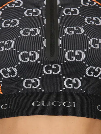 Shop Gucci "jacquard Gg" Long Sleeve Top In Black