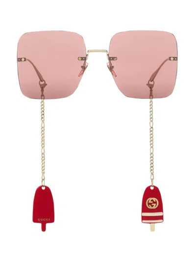 Shop Gucci Oversized Square Sunglasses In Gold