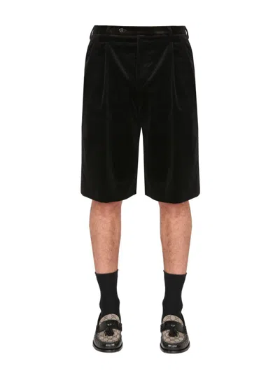 Shop Gucci Stretch Velvet Shorts In Black