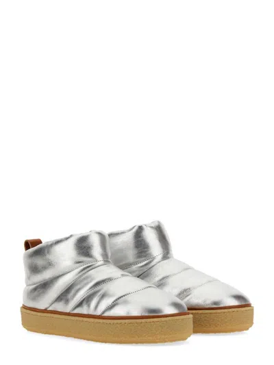 Isabel Marant "eskee" Flat Sole Metallic Finish Boots In Silver