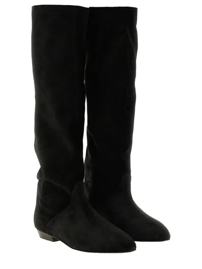 Shop Isabel Marant 'sayla' Black Boots With Draping In Suede Woman