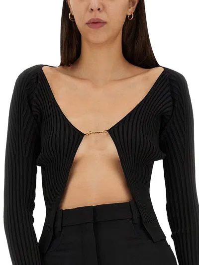 Shop Jacquemus "le Pralu Longue" Cardigan In Black